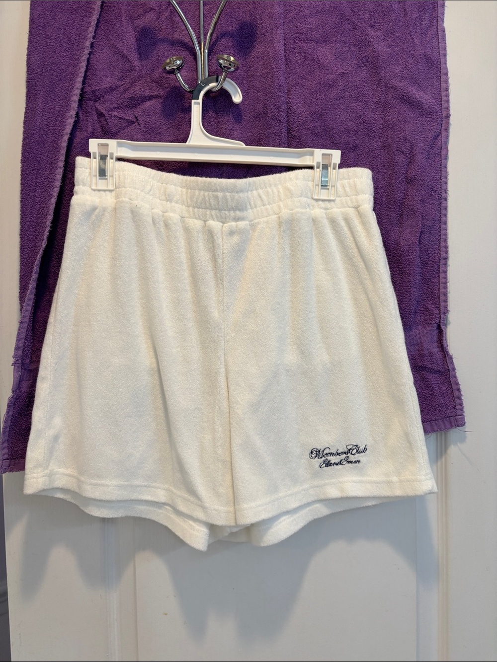 NWOT White Terry Cloth Athletic Shorts with Elastic Waist